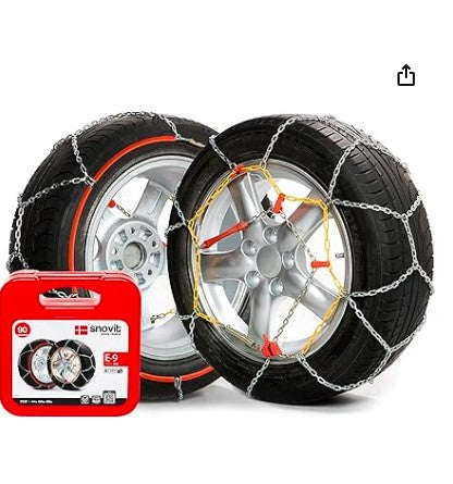 SNOVIT E-9 – Cadenas de Nieve Metálicas 9mm, Talla 70, para Turismo, Set de 2 Unidades
