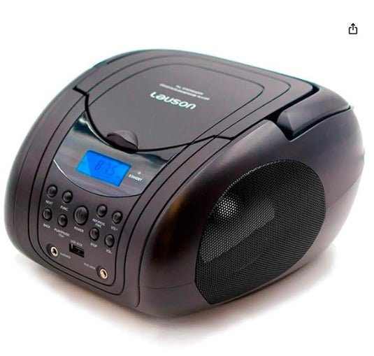 Lauson CP441 Reproductor de CD y MP3 con Radio FM PLL Estéreo, Pantalla LCD y Lector USB, Negro