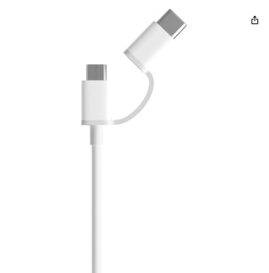 Xiaomi Cable USB a Micro USB con Adaptador USB-C – 1 Metro, Blanco – Carga Rápida y Durable