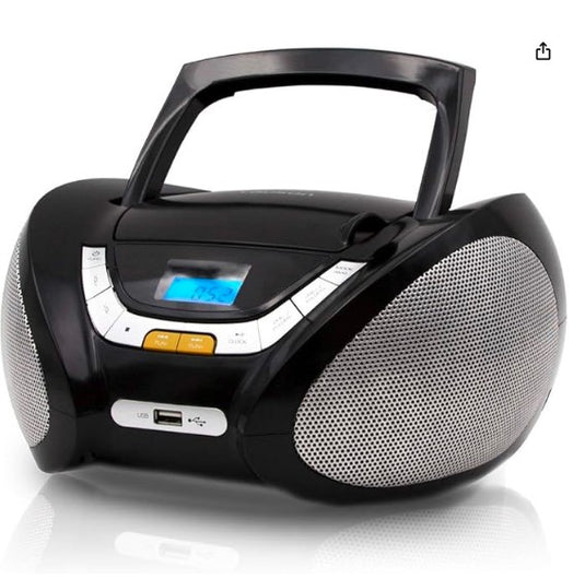 Lauson CP445 Boombox Portátil| Estéreo con Auriculares (Negro)