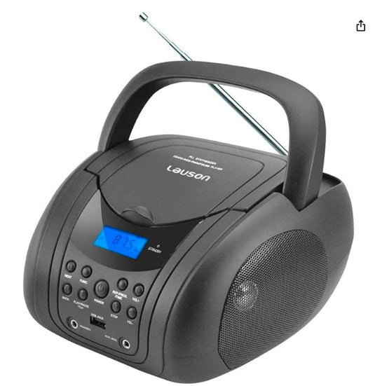 Lauson CP441 Reproductor de CD y MP3 con Radio FM PLL Estéreo, Pantalla LCD y Lector USB, Negro