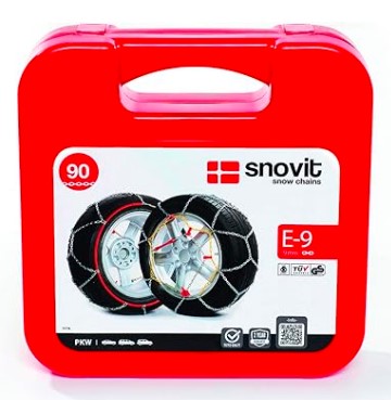 SNOVIT E-9 – Cadenas de Nieve Metálicas 9mm, Talla 70, para Turismo, Set de 2 Unidades