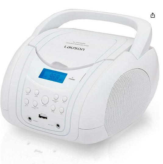 Lauson CP756 Radio CD Portátil con USB y MP3 | Boombox Estéreo con Bluetooth, Radio FM/PLL y Altavoces Integrados