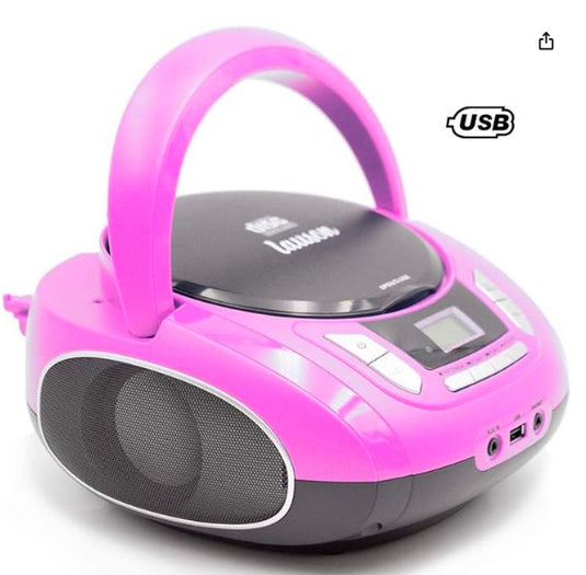 Lauson Radio CD Portátil Rosa | Reproductor CD/MP3 con USB, AUX-IN, Bluetooth