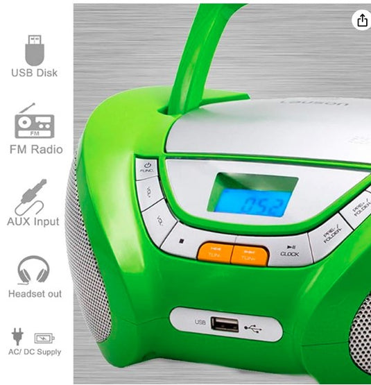 Lauson Boombox Radio-CD/MP3 Portátil | Verde