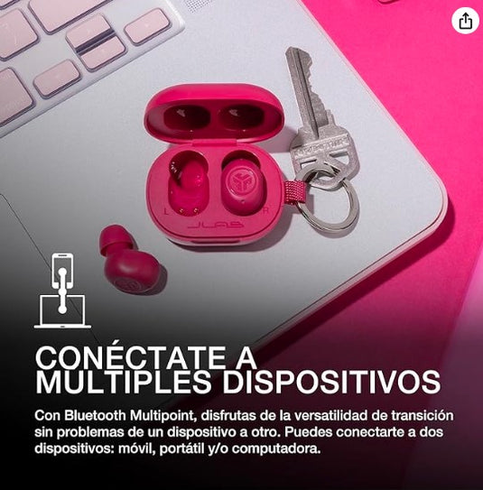 Auriculares Inalámbricos JLab JBuds Mini – True Wireless, 20+ Horas, EQ Personalizable, Negro