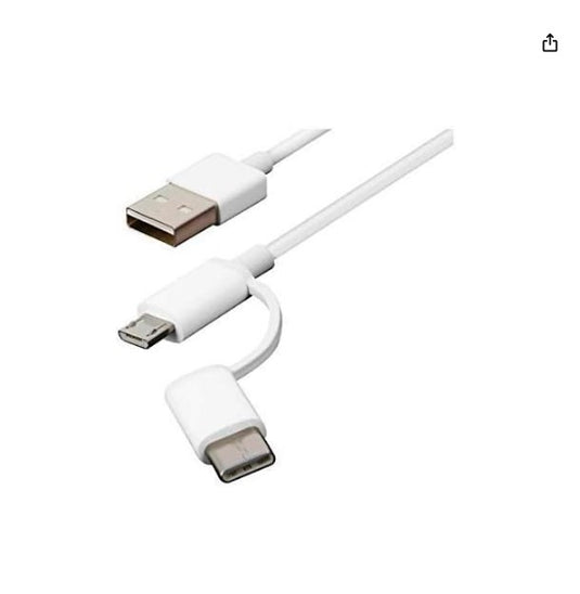 Xiaomi Cable USB a Micro USB con Adaptador USB-C – 1 Metro, Blanco – Carga Rápida y Durable