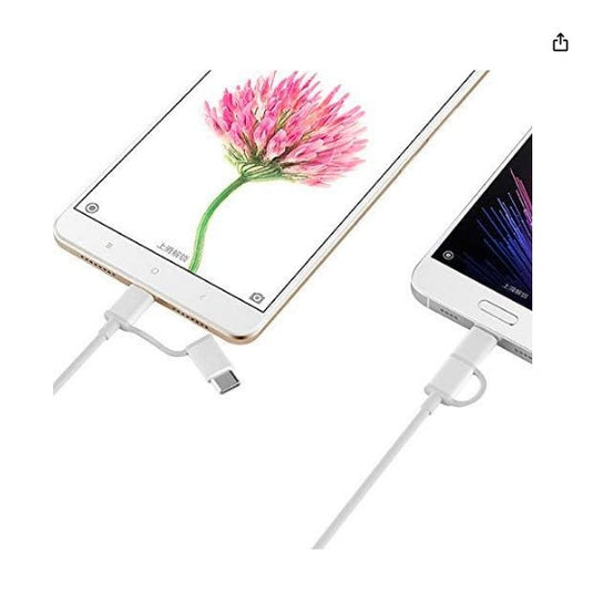 Xiaomi Cable USB a Micro USB con Adaptador USB-C – 1 Metro, Blanco – Carga Rápida y Durable