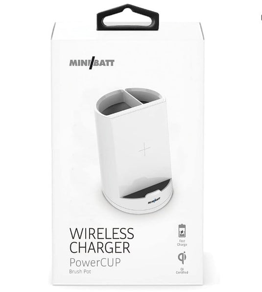 miniBatt PowerCUP – Cargador inalámbrico Qi (10W) con lapicero (Blanco)