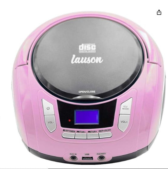 Lauson Radio CD Portátil Rosa | Reproductor CD/MP3 con USB, AUX-IN, Bluetooth
