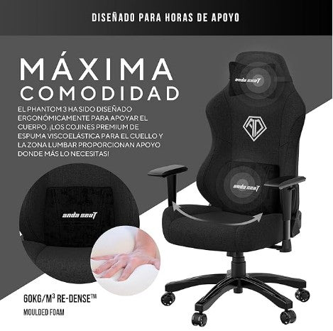 AndaSeat Phantom 3 Grande – Silla Gaming Ergonómica para Adultos