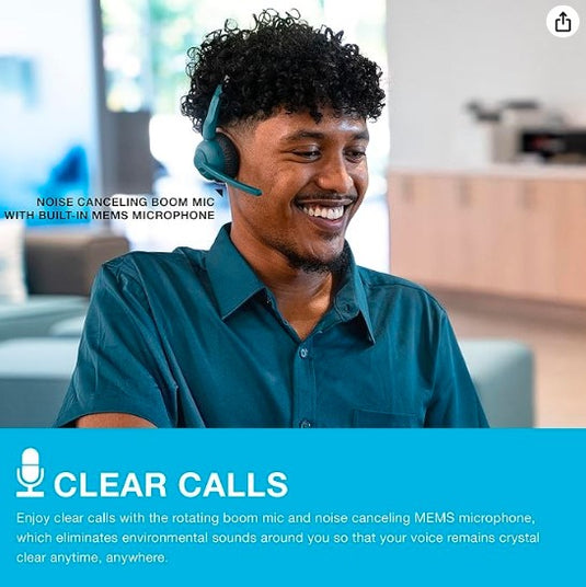 Auriculares Inalámbricos JLab GO Work Pop con Micrófono – 50h de Batería, Bluetooth Multipunto