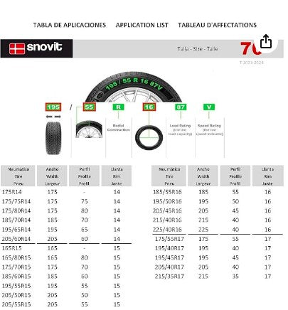 SNOVIT E-9 – Cadenas de Nieve Metálicas 9mm, Talla 70, para Turismo, Set de 2 Unidades