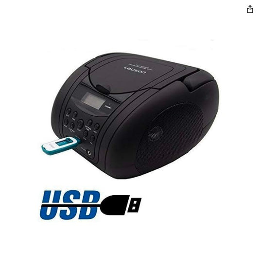 Lauson CP441 Reproductor de CD y MP3 con Radio FM PLL Estéreo, Pantalla LCD y Lector USB, Negro
