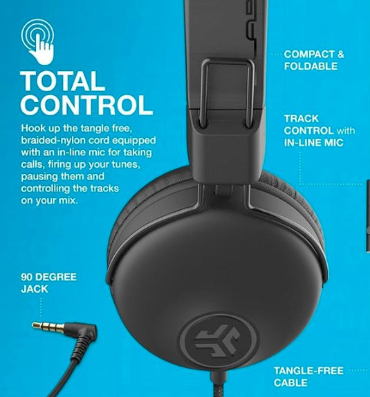 JLab Auriculares con Cable Audio Studio | Sonido C3 Claro y Cómodo Diseño On-Ear