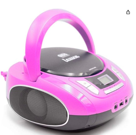 Lauson Radio CD Portátil Rosa | Reproductor CD/MP3 con USB, AUX-IN, Bluetooth