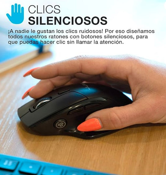 JLab JBuds Ratón Inalámbrico | Bluetooth + USB, Multidispositivo, Recargable y Ergonómico