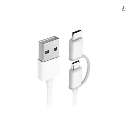 Xiaomi Cable USB a Micro USB con Adaptador USB-C – 1 Metro, Blanco – Carga Rápida y Durable
