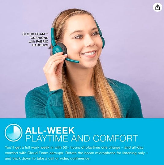 Auriculares Inalámbricos JLab GO Work Pop con Micrófono – 50h de Batería, Bluetooth Multipunto