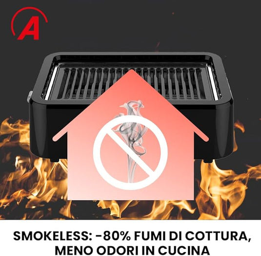 Barbacoa Eléctrica Sin Humo con Calentamiento por Infrarrojos, 1100W