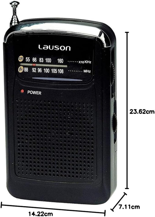 Radio Analógica Portátil AM / FM de Bolsillo 87-108 MHZ. Altavoz, funda y auriculares