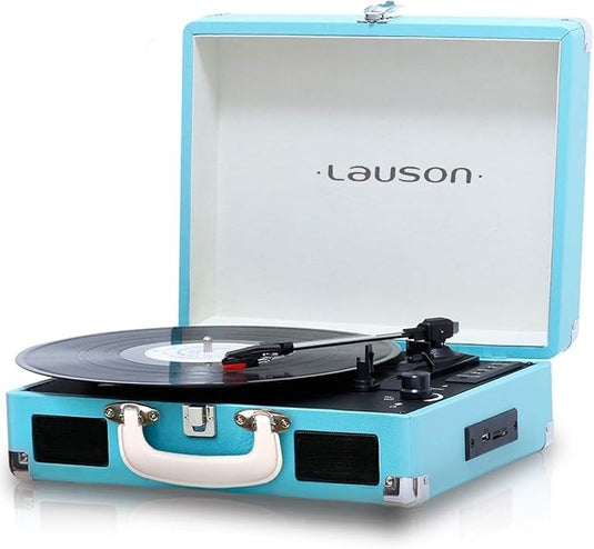 Tocadiscos Bluetooth de Vinilo con Altavoces | Maleta Vintage con 3 velocidades