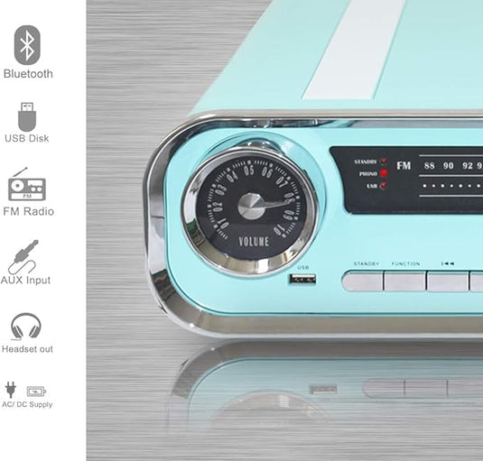 Tocadiscos Vintage Muscle Car con Bluetooth y Altavoces integrados