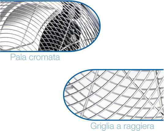 Ventilador de Suelo – Cromado, Silencioso y Potente