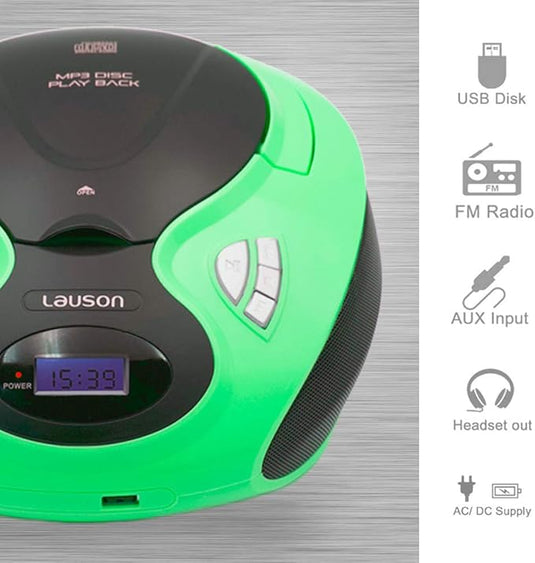 Radio FM y Reproductor de CD Portátil con USB | Radio FM | Mp3