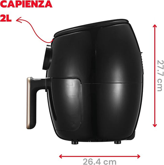 Freidora de Aire 2 Litros Con Pantalla Digital - Temp. 60 Minutos y 200°c
