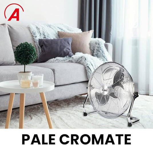 Ventilador de Suelo – Cromado, Silencioso y Potente