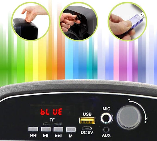 Altavoz Portátil 20W con Karaoke | Bluetooth con Lector USB/SD para MP3