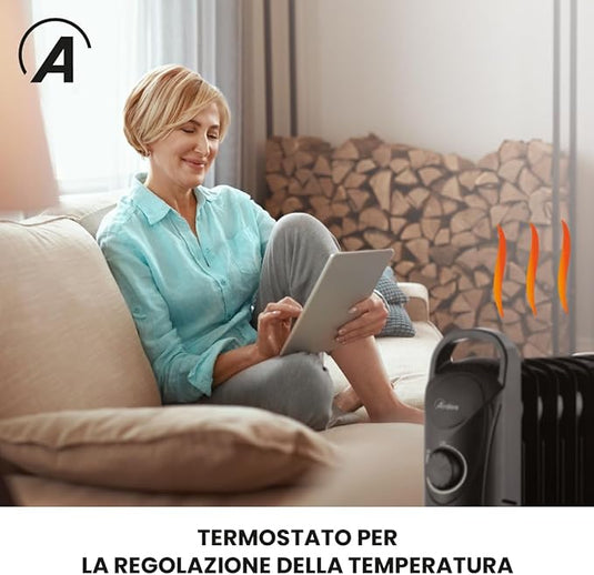 Radiador Eléctrico de Aceite Mini Negro - 20M3 y 800W