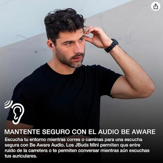 Auriculares Inalámbricos JLab JBuds Mini – True Wireless, 20+ Horas, EQ Personalizable, Negro