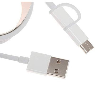 Xiaomi Cable USB a Micro USB con Adaptador USB-C – 1 Metro, Blanco – Carga Rápida y Durable