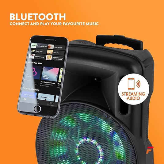 Altavoz Portátil de 15" (800W, Bluetooth, Micrófono Inalámbrico, USB/SD, LED)