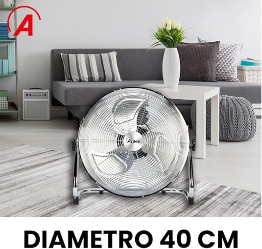 Ventilador de Suelo – Cromado, Silencioso y Potente