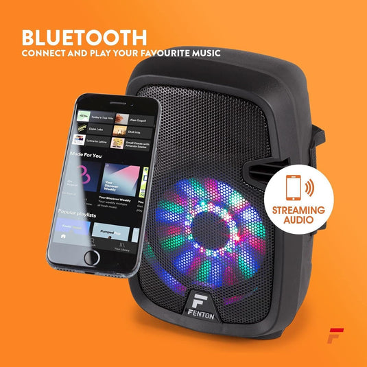 Altavoz Portátil de 8" con Batería e Iluminación LED (300W, Bluetooth, Micrófono)