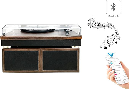 Tocadiscos Vintange Wengué Bluetooth con Altavoces 2X10W - 3 Velocidades