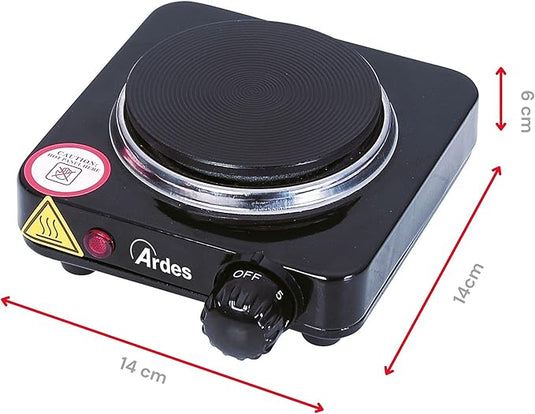 Hornillo eléctrico 1 Placa en Acero - 9,5 cm con Regulación Temperatura