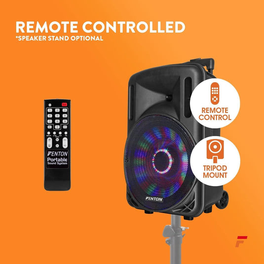 Altavoz Portátil de 12" (700W, Bluetooth, Micrófono Inalámbrico, USB/SD, LED)