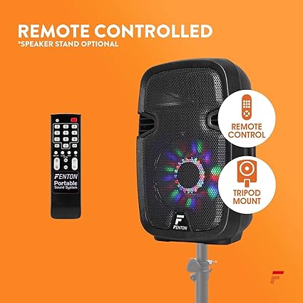 Altavoz Portátil de 8" con Batería e Iluminación LED (300W, Bluetooth, Micrófono)