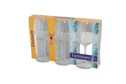 Luminarc Enchanté – Set de 3 Copas de Vino con Pie, 26 cl, Vidrio Transparente