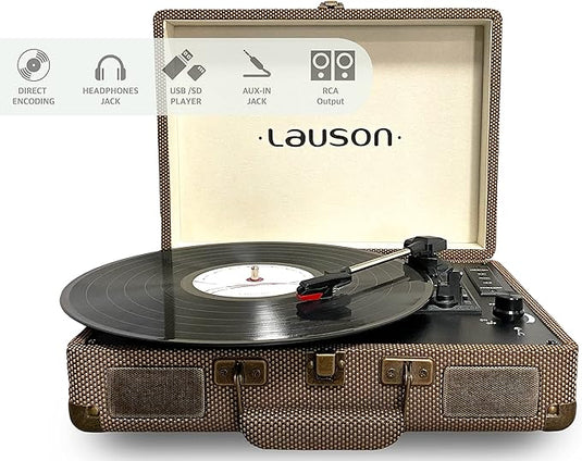 Tocadiscos de Vinilo Vintage Bluetooth de 3 velocidades