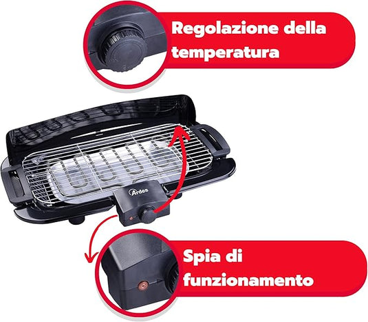 Barbacoa Eléctrica sin humo 2000 W Parrilla Eléctrica Portátil