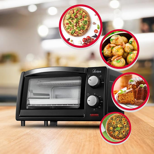 Horno Eléctrico Capacidad 10 Litros con Luz Interna Termostato y Temporizador