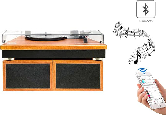Tocadiscos Vintange Roble Bluetooth con Altavoces 2X10W - 3 Velocidades