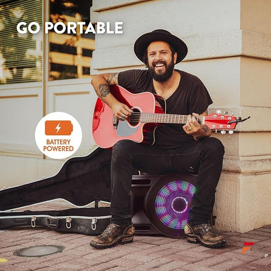 Altavoz Portátil de 15" (800W, Bluetooth, Micrófono Inalámbrico, USB/SD, LED)