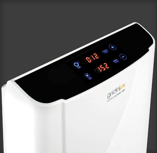 Gridinlux Generador de Ozono Action 1300 | Purificador de Aire y Agua | Control Remoto | Hasta 1300 m² | Potencia y Tiempo Regulables | 14 W