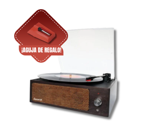 Tocadiscos Vintage Bluetooth con Altavoces y USB + Aguja de repuesto de Regalo